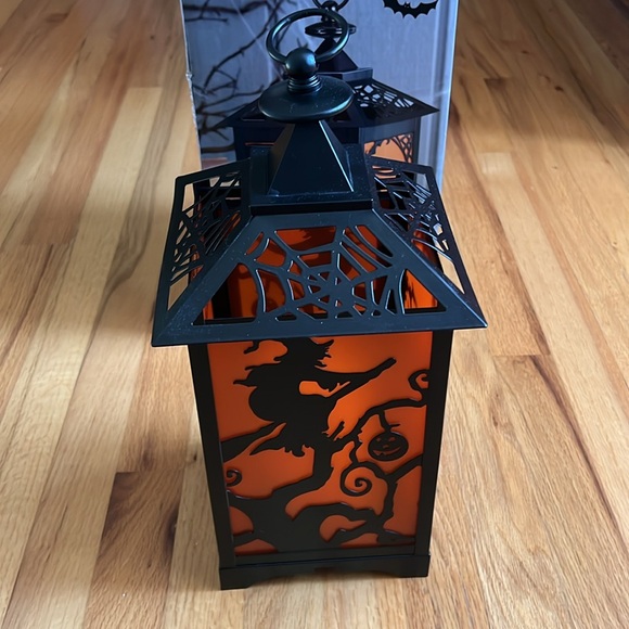 Halloween Lantern - 7.1”Lx7.1”Wx15.2”H. Includes LED candle with auto timer. - Picture 4 of 9